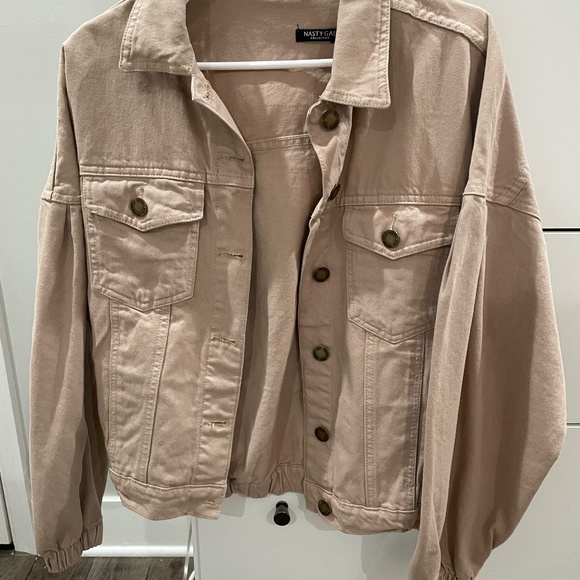 Oversized Beige Denim Jacket 